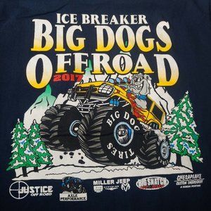 Ice Breaker Big Dogs Off Road 2017 Mens M Pocket T Shirt Tires Rally Blue EUC